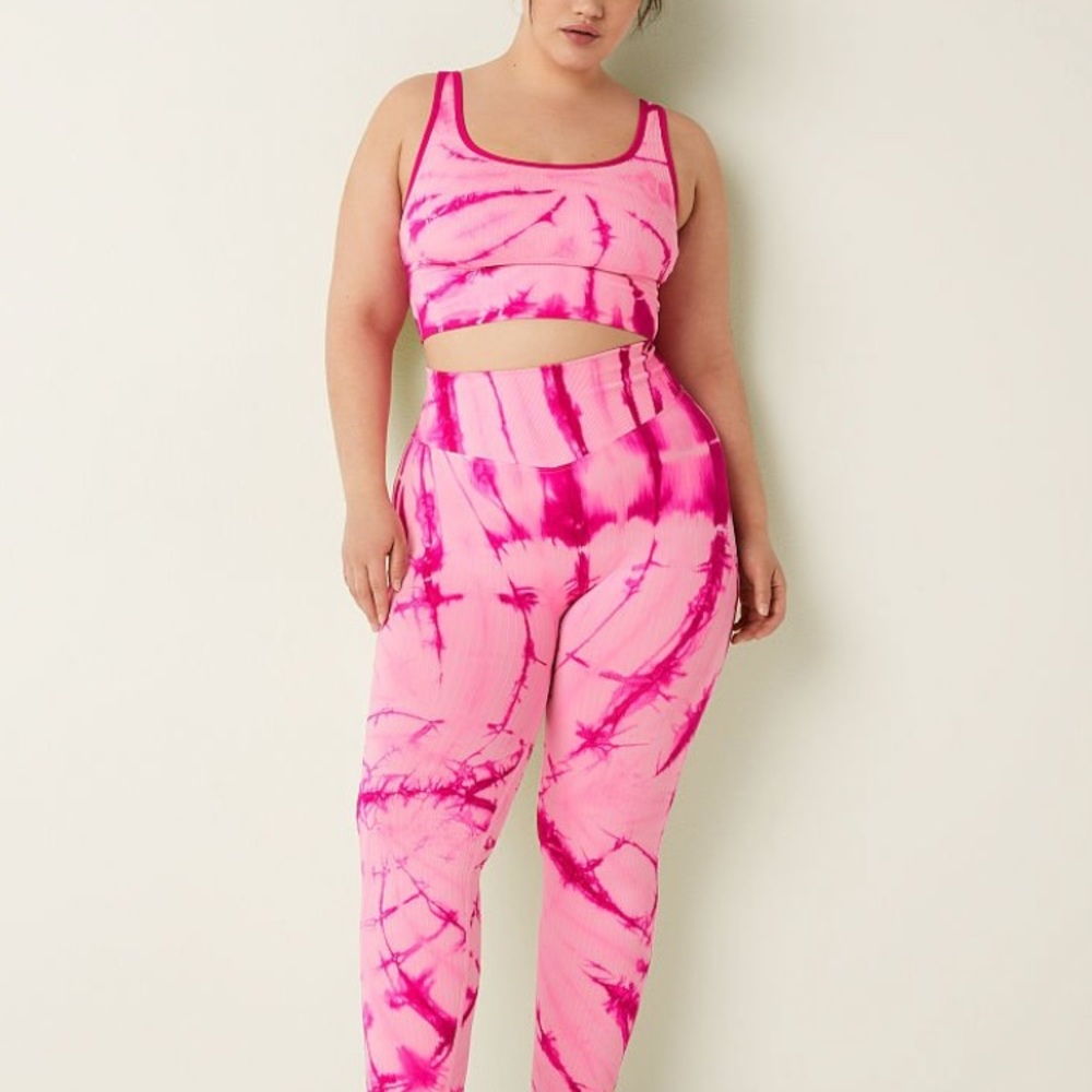 NWT Pink Seamless High Waist 7/8 Workout Tight - Pink Daisy Spiral Tie Dye